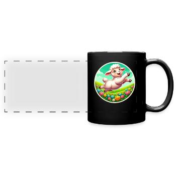 Sheep Meadow - Full Colour Panoramic Mug - black - Front