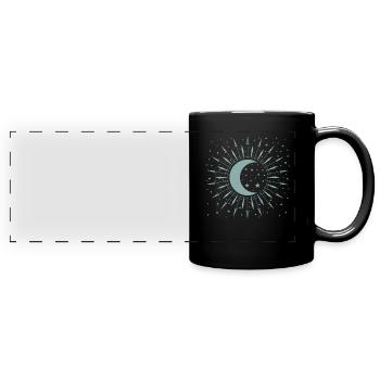 Cratère de ciel nocturne de la lune et de la starlette - Mug panoramique uni - noir - Devant
