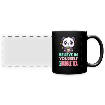 Kawaii Panda Bubble Tea Boba Drink Milchtee Asiatisch - Panorama-Tasse farbig - Schwarz - Vorne