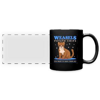 Belette petite belette mignon nain belette cadeau - Mug panoramique uni - noir - Devant
