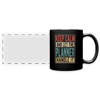 Planner Retro Gift - Full Colour Panoramic Mug - black - Front