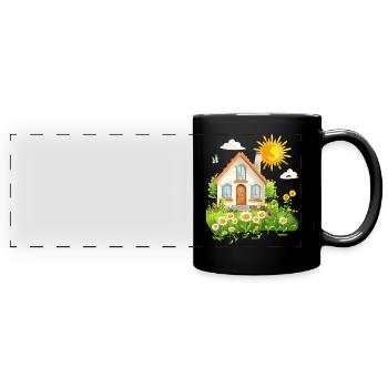 Chalet ensoleillé à la campagne - Mug panoramique uni - noir - Devant