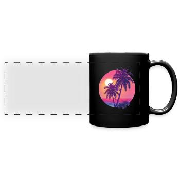 Tropical sunset with palm trees - Full Colour Panoramic Mug - black - Front