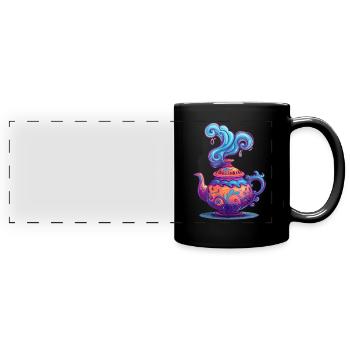 Mystische Teekanne Mit Zauberhaften Wirbeln - Panorama-Tasse farbig - Schwarz - Vorne