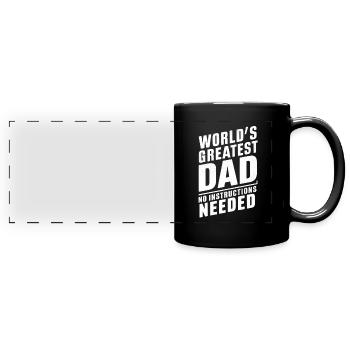 Weltbester Papa Keine Anleitung Nötig - Panorama-Tasse farbig - Schwarz - Vorne