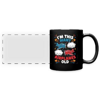 Ich Bin So Viele Flugzeuge Alt - Kinder 2 Jahre - Panorama-Tasse farbig - Schwarz - Vorne