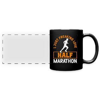 Demi-marathon Cadeau pour coureur de semi-marathon - Mug panoramique uni - noir - Devant