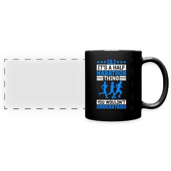 Demi-marathon Cadeau pour demi-marathon - Mug panoramique uni - noir - Devant