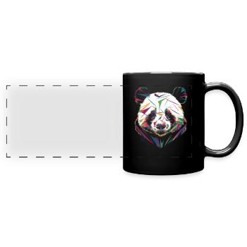 Bunter Panda Kopf Abstrakte Kunst - Panorama-Tasse farbig - Schwarz - Vorne