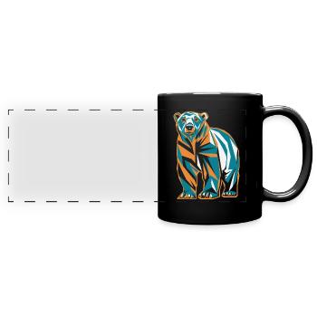 Ours coloré dans le style géométrique - Mug panoramique uni - noir - Devant