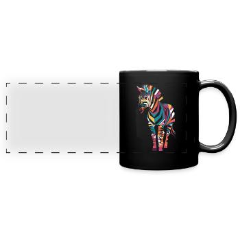 Œuvre d’art zébrée colorée pour les amoureux des animaux - Mug panoramique uni - noir - Devant