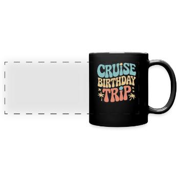 Cruise Birthday Trip Colorful Retro Design - Full Colour Panoramic Mug - black - Front
