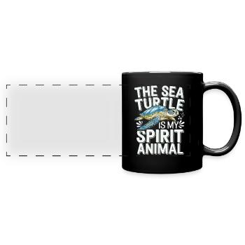 Sea Turtle Spirit Animal - Full Colour Panoramic Mug - black - Front