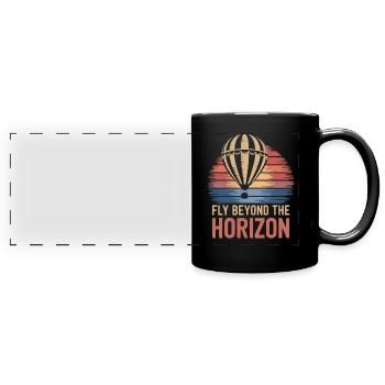 Heißluftballon Inspiration Zitat Fliege Jenseits - Panorama-Tasse farbig - Schwarz - Vorne