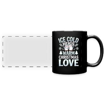 Penguin Christmas Icy Cold Hugs Warmth - Full Colour Panoramic Mug - black - Front