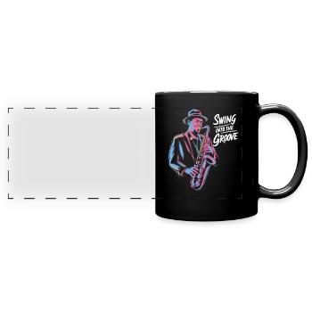 Jazz Musiker Swing Into The Groove Saxophon - Panorama-Tasse farbig - Schwarz - Vorne