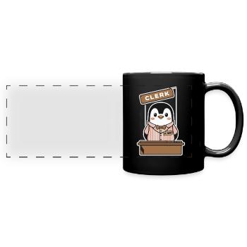 Lustiger Pinguin Schreibtisch Clerk - Panorama-Tasse farbig - Schwarz - Vorne