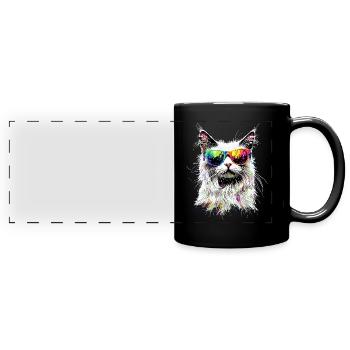 Chat Angora Blanc Chat Angora Chats Angora Mignons - Mug panoramique uni - noir - Devant