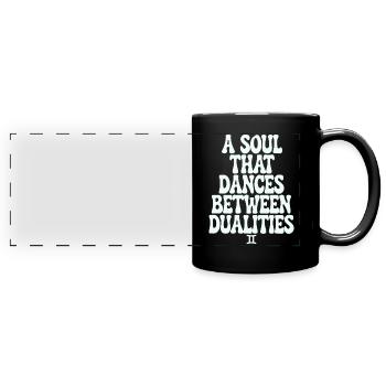 Gemini soul dancing between dualities - Full Colour Panoramic Mug - black - Front