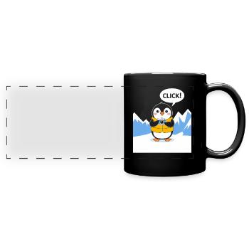 Lustiger Pinguin Fotograf Klick Moment - Panorama-Tasse farbig - Schwarz - Vorne