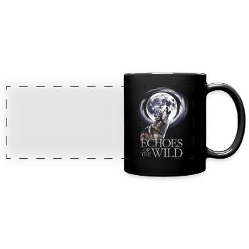 Echos Der Wildnis Wolf Und Mond - Panorama-Tasse farbig - Schwarz - Vorne