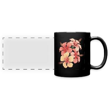 Exotische Hibiskusblumen Inspiration - Panorama-Tasse farbig - Schwarz - Vorne