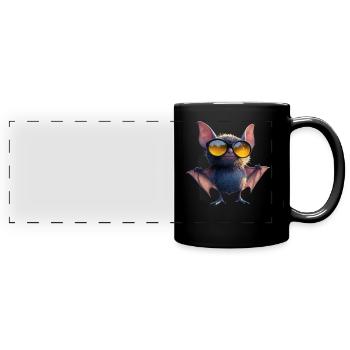 Fledermaus Flughund Vampir Bat Süße Fledemäuse - Panorama-Tasse farbig - Schwarz - Vorne