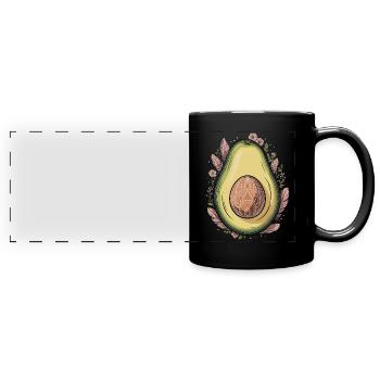 Avocado Frucht Boho Floral Mandala - Panorama-Tasse farbig - Schwarz - Vorne