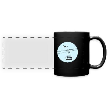 Gondola / cable car with eagle blue - Full Colour Panoramic Mug - black - Front