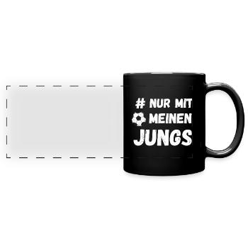 # Nur mit meinen Jungs Fußball Stammtisch Verein - Panorama-Tasse farbig - Schwarz - Vorne