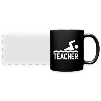 SCHWIMMLEHRER Schwimmen Schwimmtrainer Schwimmkurs - Panorama-Tasse farbig - Schwarz - Vorne