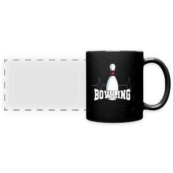 Bowling Kegeln Sport Kegel - Panorama-Tasse farbig - Schwarz - Vorne
