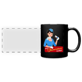 Stewardess Flugbegleiterin Geschenk - Panorama-Tasse farbig - Schwarz - Vorne