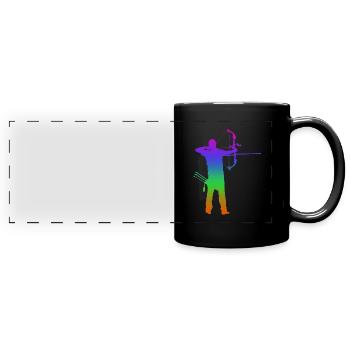 Archery Rainbow Silhuette - Full Colour Panoramic Mug - black - Front