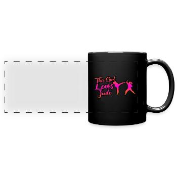 Cette fille aime le judo - Mug panoramique uni - noir - Devant