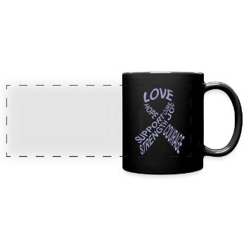 Krebs Chemo Geschenk - Panorama-Tasse farbig - Schwarz - Vorne
