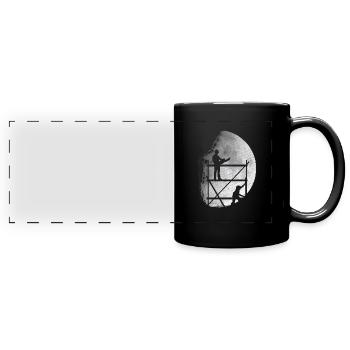 Gerüstbau Mond Gerüst Beruf - Panorama-Tasse farbig - Schwarz - Vorne
