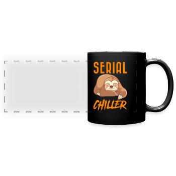 Serial Chiller Sloth chilling and relaxing - Full Colour Panoramic Mug - black - Front