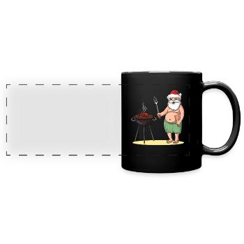 BBQ Santa Claus Grill Christmas in July - Full Colour Panoramic Mug - black - Front