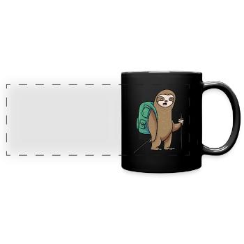 Fauler Wanderer Faultier Wandern - Panorama-Tasse farbig - Schwarz - Vorne