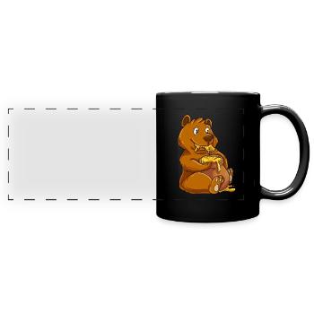 Braunbär Bär Honig - Panorama-Tasse farbig - Schwarz - Vorne