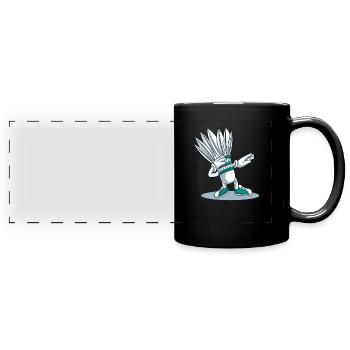 Lustige Badminton Dab Dabbing Federball - Panorama-Tasse farbig - Schwarz - Vorne
