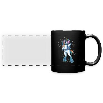 Scuba Diving Einhorn Unterwasser Taucher - Panorama-Tasse farbig - Schwarz - Vorne