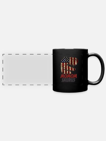 Patriotic Momom Dinosaur - Full Colour Panoramic Mug - black