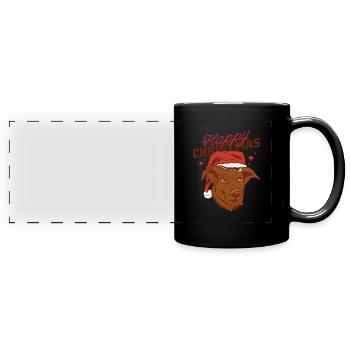 Weihnachten - santa dog happy christmas - Panorama-Tasse farbig - Schwarz - Vorne