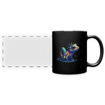 Gamer's Perfect Illustration - Cute Colorful Gekko - Panorama-Tasse farbig - Schwarz - Vorne
