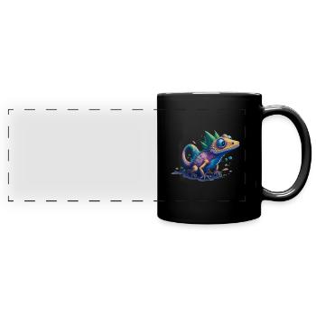 Gamer's Perfect Illustration - Cute Colorful Gekko - Panorama-Tasse farbig - Schwarz - Vorne