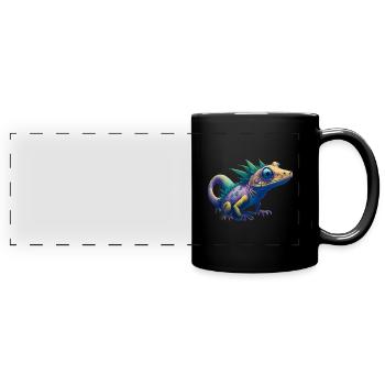 Gamer's Perfect Illustration - Cute Colorful Gekko - Panorama-Tasse farbig - Schwarz - Vorne