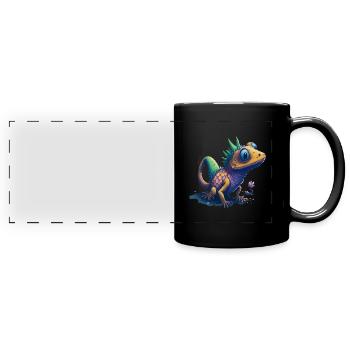 Gamer's Perfect Illustration - Cute Colorful Gekko - Panorama-Tasse farbig - Schwarz - Vorne