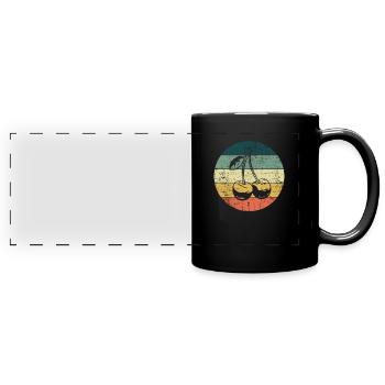Cherry Fruit Retro Fruits Red Gift - Full Colour Panoramic Mug - black - Front